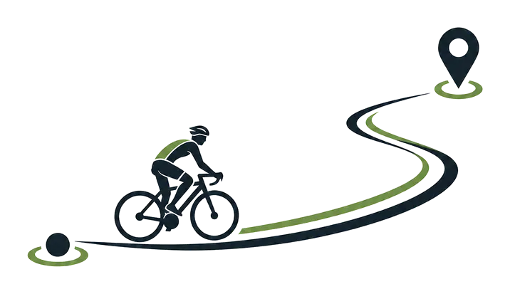 Ikona trasy rowerowej z Nowego Targu do Trstenej: rowerzysta na ścieżce, około 35 km
